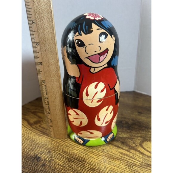Disney Lilo Stitch Wooden Nesting Dolls Hand Painted Set 7.5 Inch Tall - Picture 4 of 11